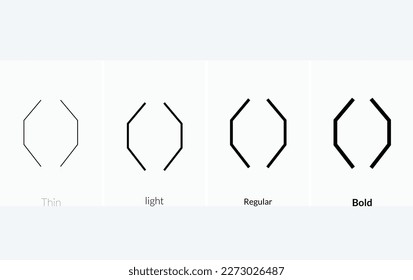 brackets angle icon.Thin, Light Regular And Bold style design isolated on white background.