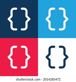 Brackets blue and red four color minimal icon set