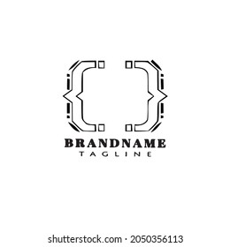 brackets cartoon logo icon design cute black modern isolated vector illustration