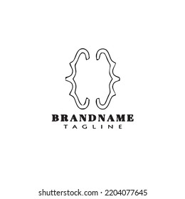 brackets cartoon logo icon design cute black modern isolated vector illustration