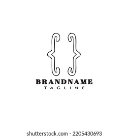 paréntesis logotipo de dibujos animados icono plantilla de diseño negro ilustración aislada