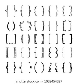 Brackets collection for graphic design. Hand sketched brackets design elements