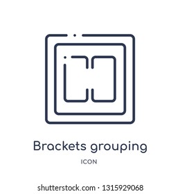 brackets grouping icon from signs outline collection. Thin line brackets grouping icon isolated on white background.