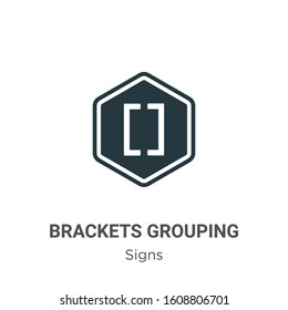 Brackets grouping symbol glyph icon vector on white background. Flat vector brackets grouping symbol icon symbol sign from modern signs collection for mobile concept and web apps design.