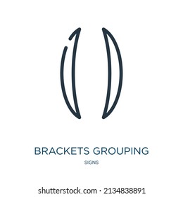 brackets grouping symbol thin line icon. group, button linear icons from signs concept isolated outline sign. Vector illustration symbol element for web design and apps.