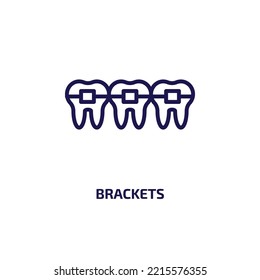 brackets icon from dentist collection. Thin linear brackets, bracket, treatment outline icon isolated on white background. Line vector brackets sign, symbol for web and mobile