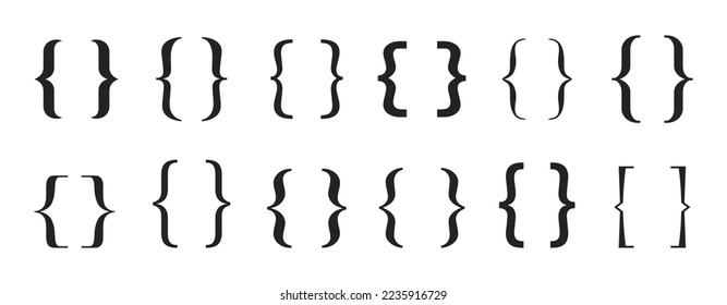  Brackets icons collection.Set of curly brackets Signs.Vector Illustration.