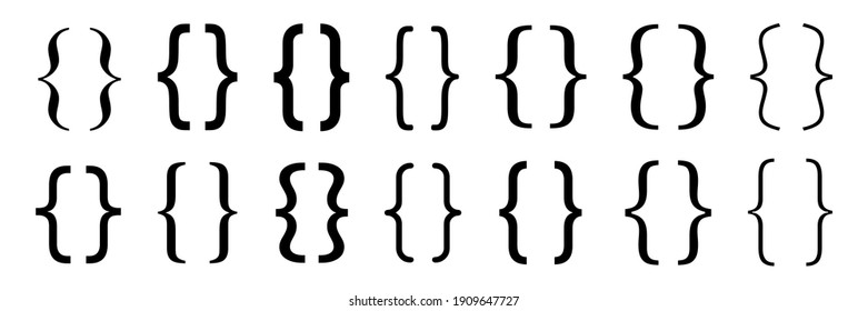 Brackets Icons Set. Curly Brackets Icons, Typography. Vector Illustration.