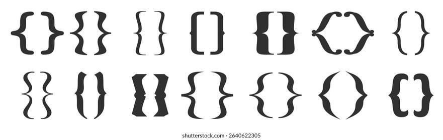 Brackets icons set. Curly brackets icons, typography. Vector illustration