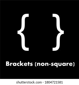 The brackets are not a square symbol. Punctuation marks, text, typography, vector icons. Black background