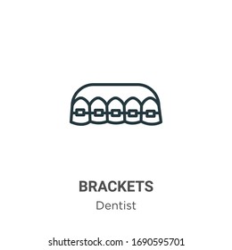 Brackets outline vector icon. Thin line black brackets icon, flat vector simple element illustration from editable dentist concept isolated stroke on white background