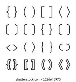 Brackets set. typography symbols of various shapes. Line with editable stroke