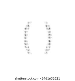 The brackets symbol filled with black dots. Pointillism style. Vector illustration on white background