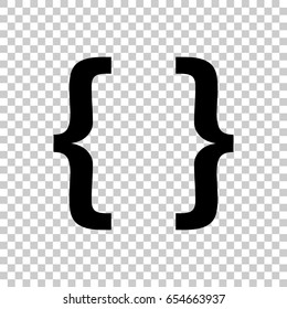 Brackets Symbol Isolated On Transparent Background. Black Symbol For Your Design. Vector Illustration, Easy To Edit.