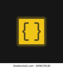 Brackets yellow glowing neon icon