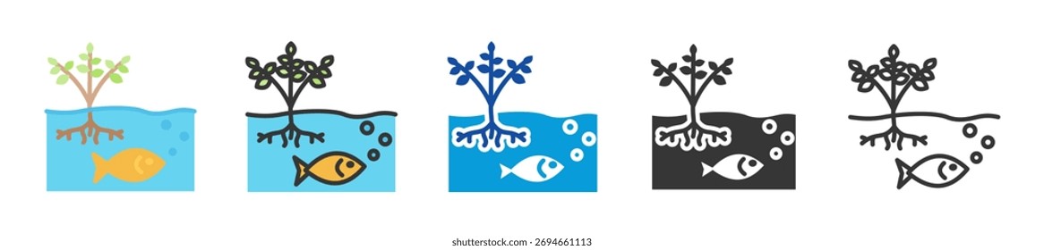 brackish icon set multi style various collection