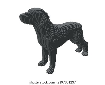 Braco Dog made from cubes. Voxel art. Futuristic concept. 3d Vector illustration.