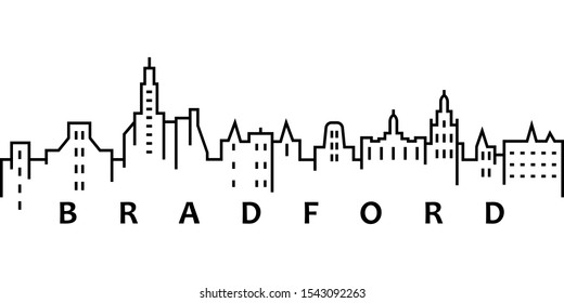 Bradford cityscape illustration. Simple line, outline vector of city landscape icons for ui and ux, website or mobile application on white background