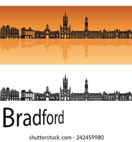 Bradford skyline in orange background in editable vector file