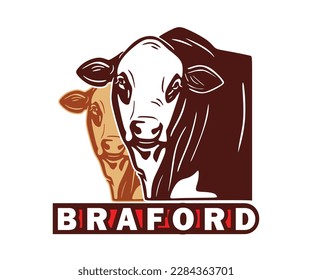 BRAFORD THE BEEF MAKER LOGO, silhouette of cattle big face vector illustrations
