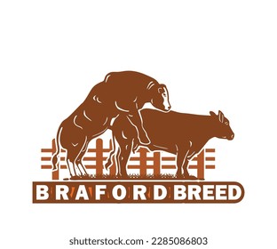 BRAFORD BREED LOGO, silhouette of cattle making love vector illustrations