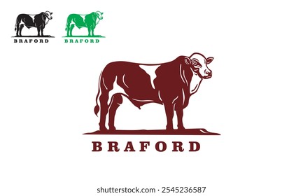 braford forte lance gado logotipo pé, silhueta de ilustrações vetor vaca saudável