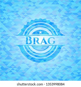 Brag light blue emblem with triangle mosaic background