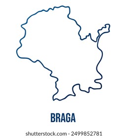 Braga municipality map, Braga district. Simplified blue gradient linear vector map