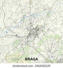 Braga, Portugal map poster art