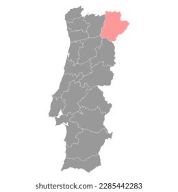 Mapa de Braganca, Distrito de Portugal. Ilustración vectorial.