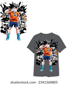 bragon ball anime's mc son goku as a t-shirt desing