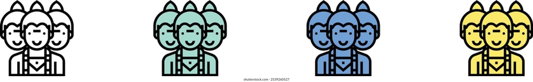 brahma icon. Outline, Green, Blue and Yellow Style Design Isolated On White Background