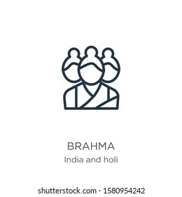 Brahma icon. Thin linear brahma outline icon isolated on white background from india collection. Line vector sign, symbol for web and mobile