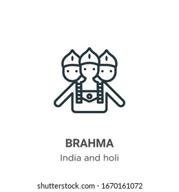 Icono del vector de contorno Brahma. Icono de brahma negro de línea delgada, ilustración de elemento simple vector plano del concepto de india editable trazo aislado en fondo blanco