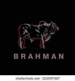 Brahman Abstract Bull Logo, Silhouette Of Simpleline Cattle Drawing Vector Illustrations