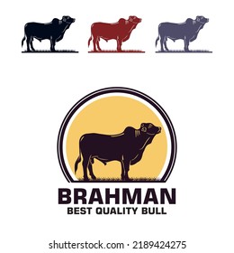 brahman bull logo, silhouette of great cattle from best farm vector illustrations