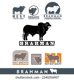 BRAHMAN CATTLE BULL, silhouette of great bull standing vector illustrations