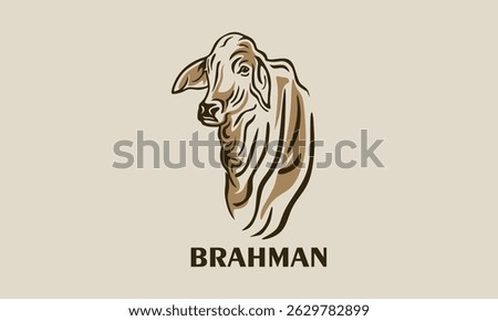brahman cattle head logo, silhouette of healthy cow head vector illusstrations