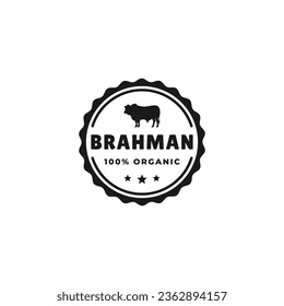Brahman-Rinderlogo oder Brahman-Viehetikett-Vektorgrafik isoliert. Bestes Brahman-Rinderlogo für Produktverpackungs-Design-Element, Print-Design und mehr.