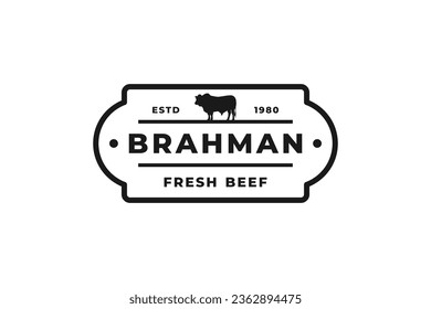 Brahman Cattle Logo or Brahman Label Vector Isolated. Best Brahman Cattle logo for product packaging design element, print design and more.