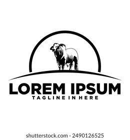 Brahman cow inspiration for logo, icon and symbol on banner