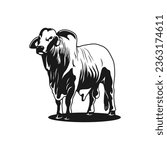 brahman cow logo, vector image illustration