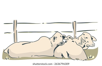 vaca brahman sentado no formato de vetor de estilo de ilustração vintage