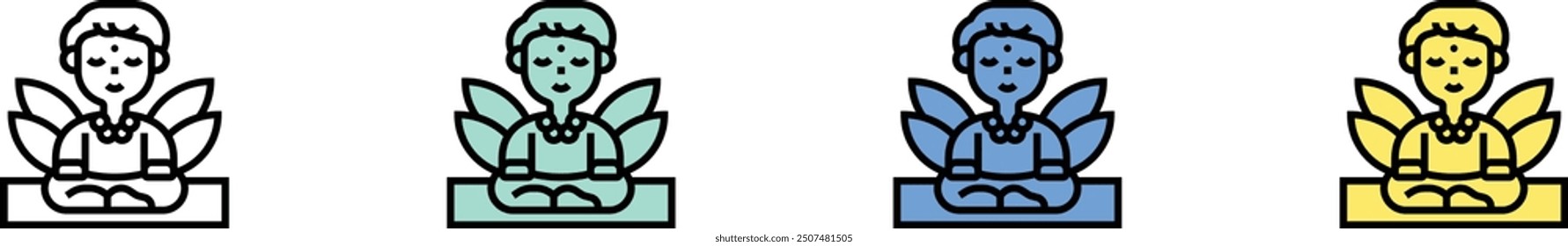 brahman icon. Outline, Green, Blue and Yellow Style Design Isolated On White Background