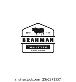 Brahman Logo or Brahman Cattle Label Vector Isolated. Best Brahman Cattle logo for product packaging design element, print design and more.