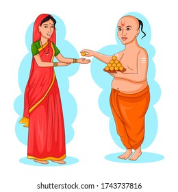 Brahmin Hindu couple of India in vector