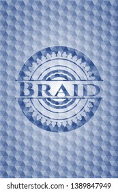 Braid blue hexagon badge. Vector Illustration. Detailed.