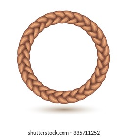 Braid border in circle shape. Vector art and illustration.