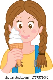 Braid girl eating soft serve ice cream