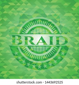 Braid green emblem. Mosaic background. Vector Illustration. Detailed.
